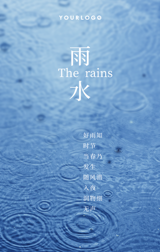 简约扁平雨水节气手机海报