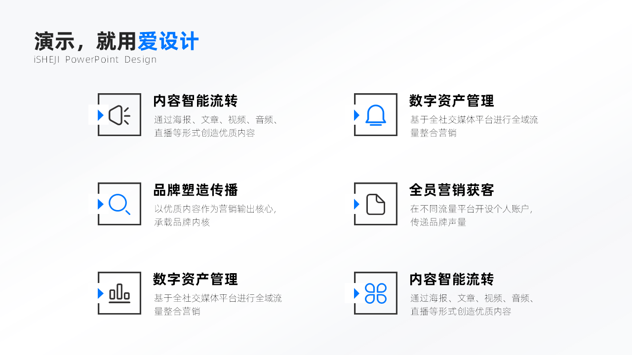 并列关系6项PPT内容页