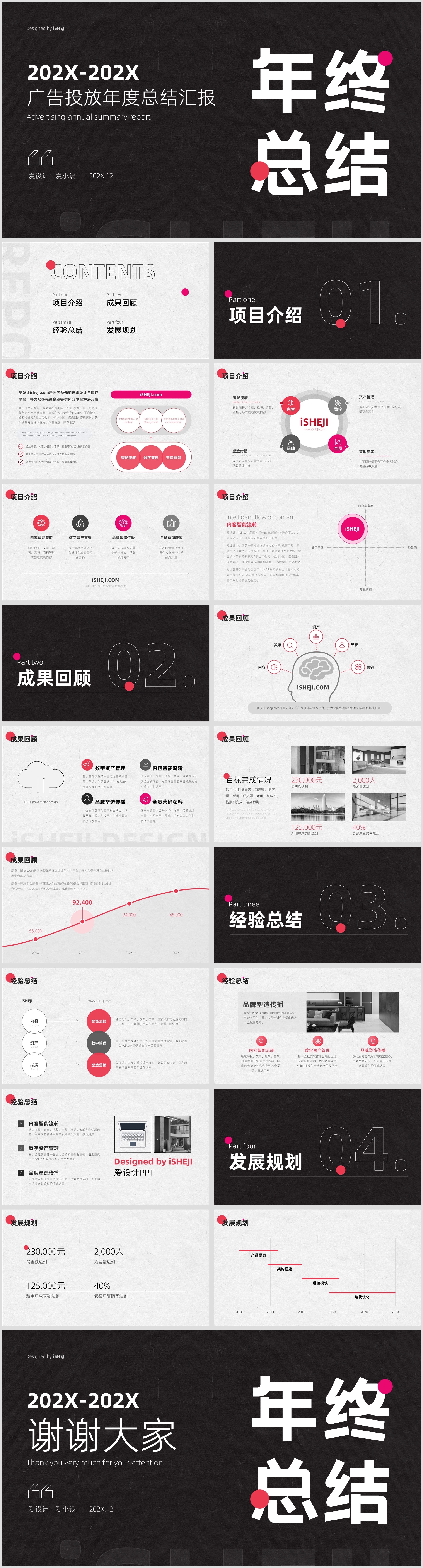 简约风时尚创意高端年终总结PPT模板