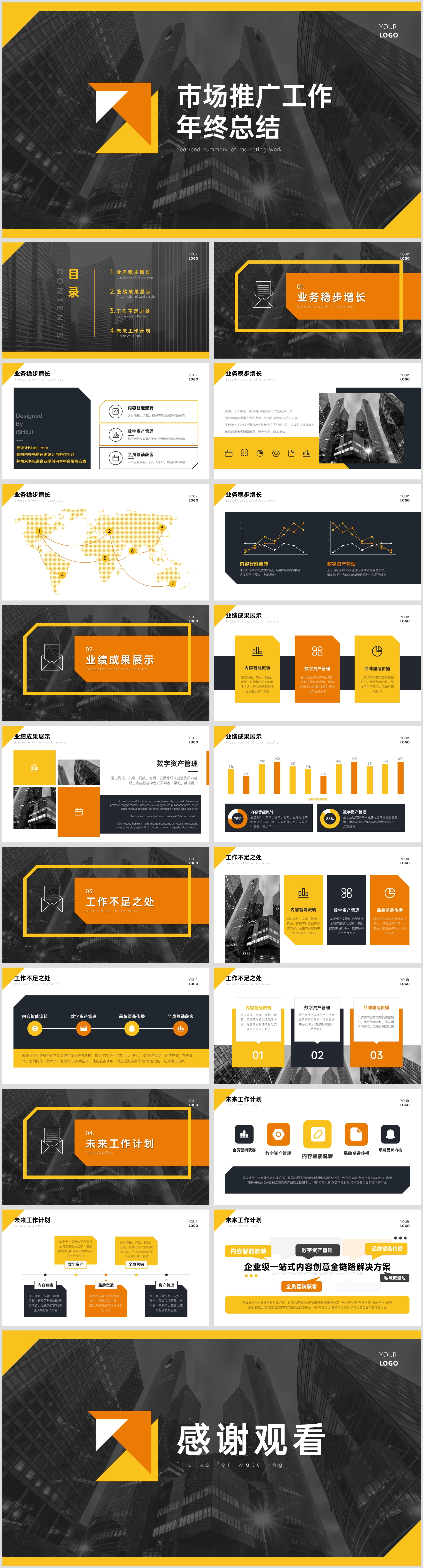 商务风简约总结汇报PPT模板