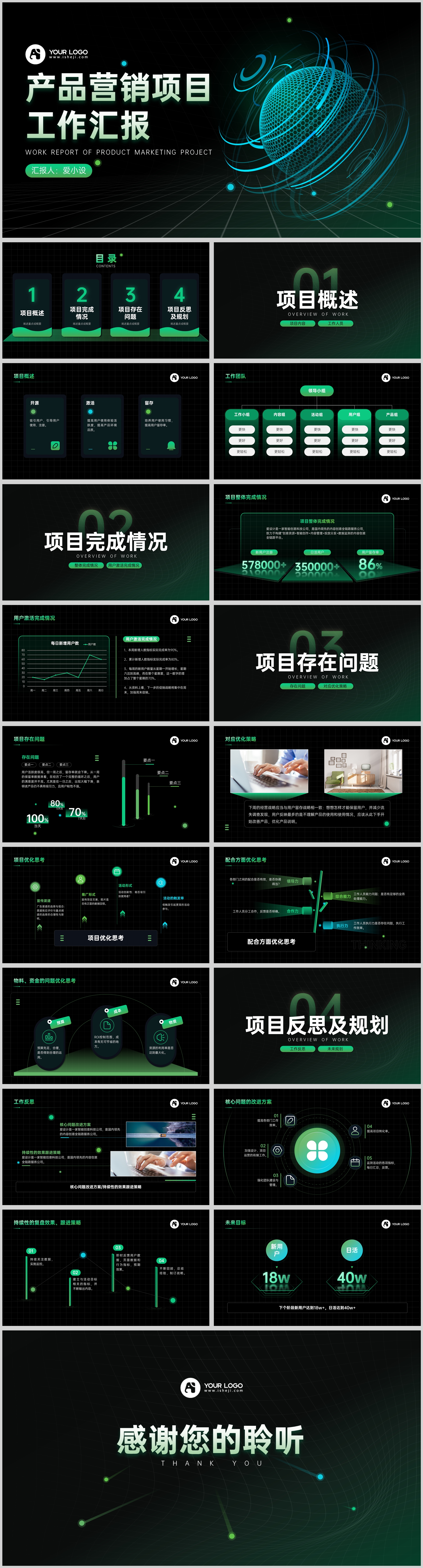 科技风简约总结汇报PPT模板