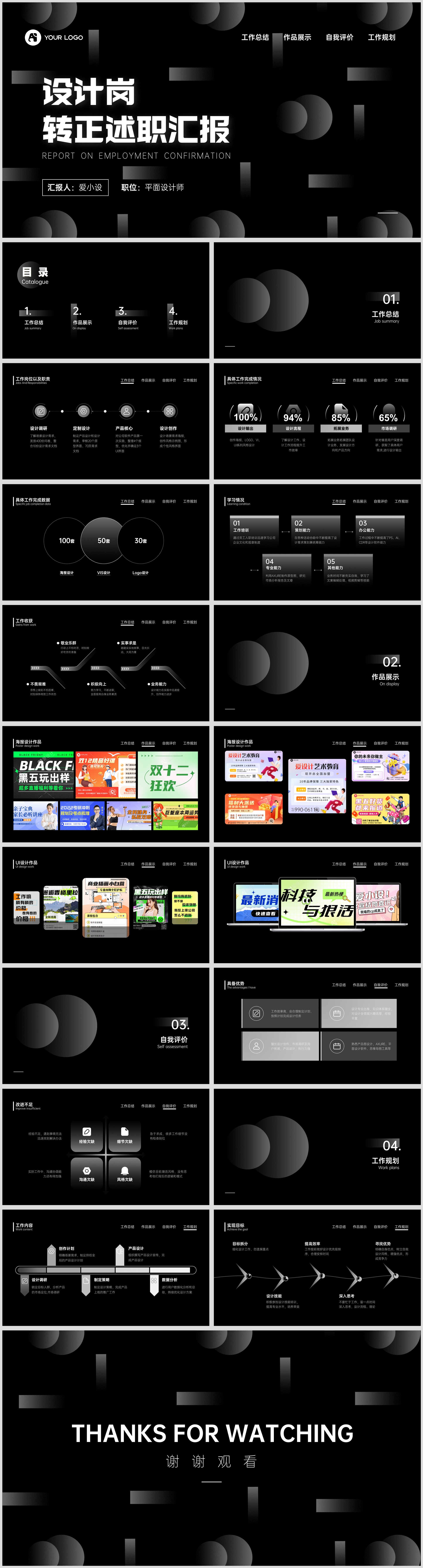 创意扁平风竞聘述职PPT模板