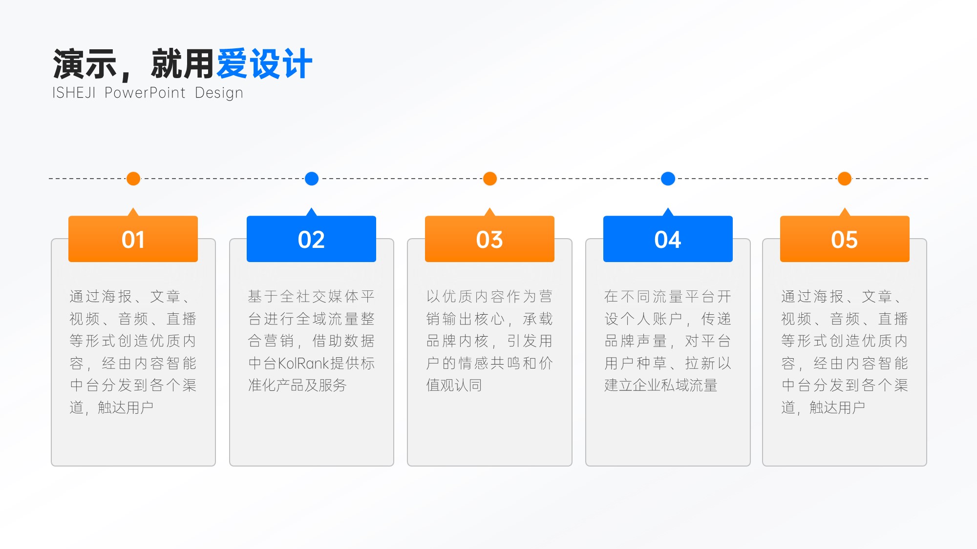 流程关系5项PPT内容页