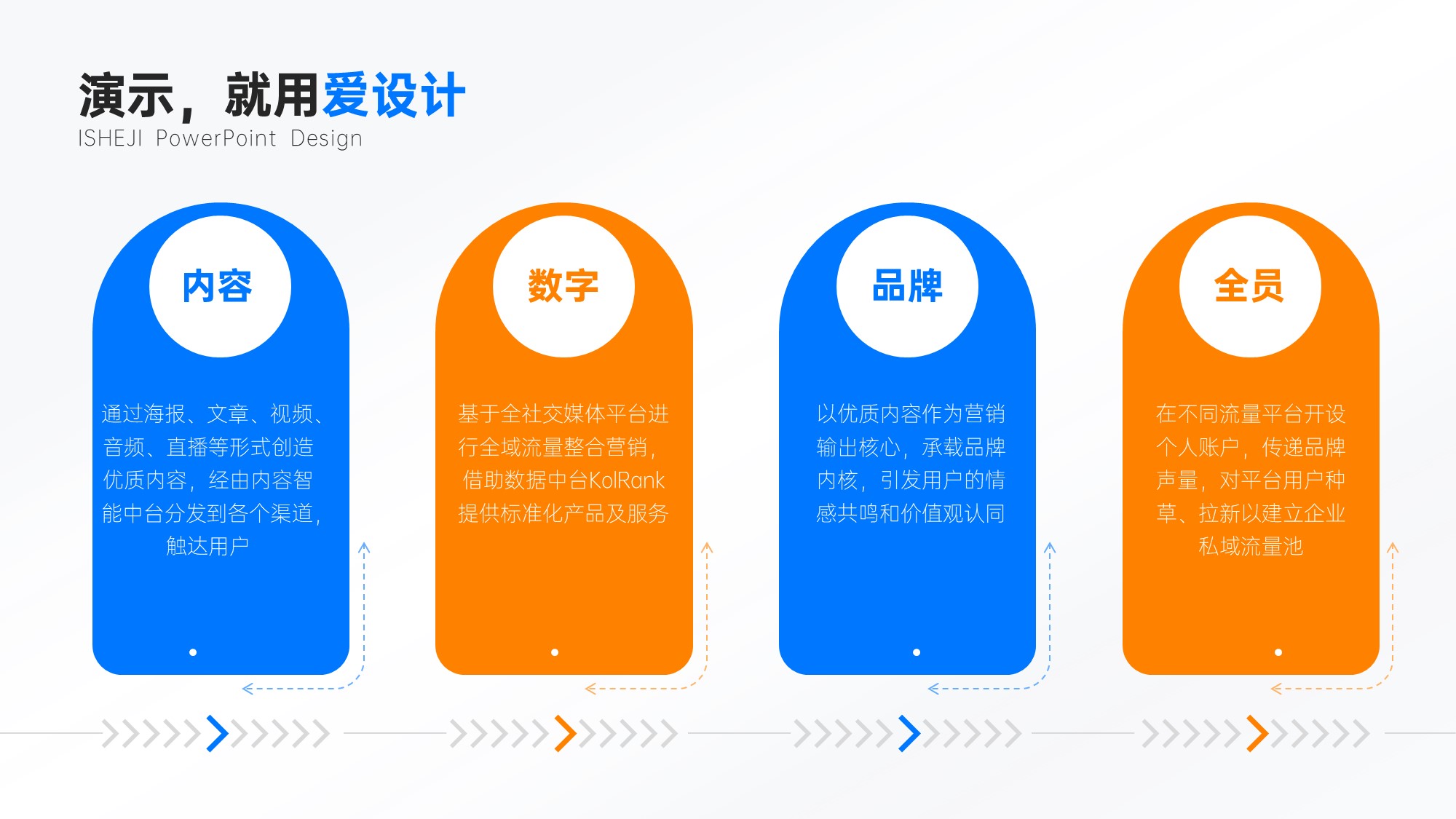 流程关系4项PPT内容页