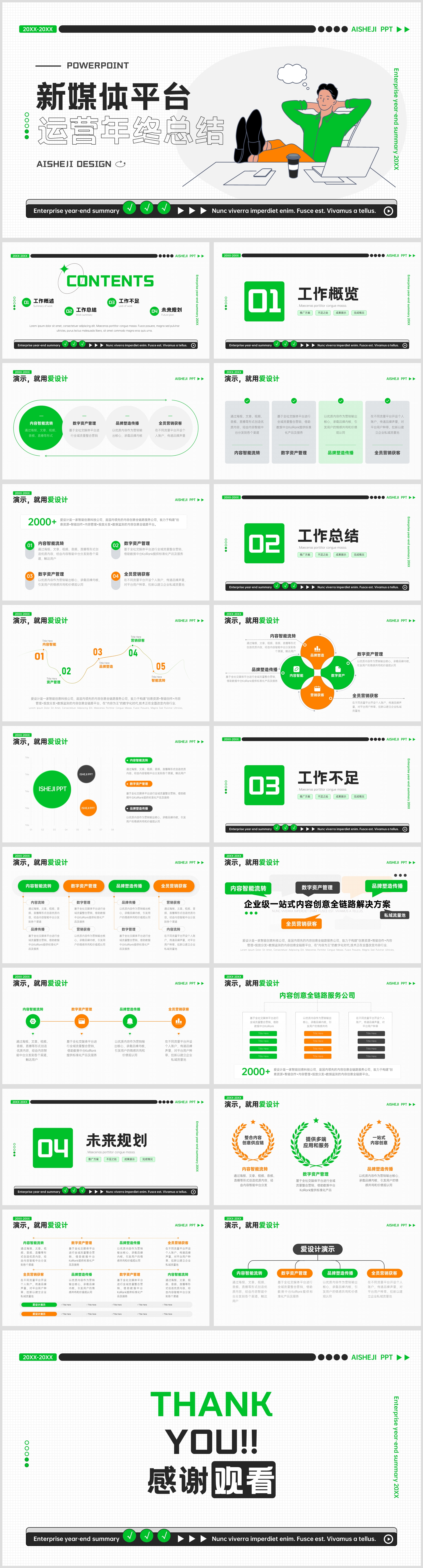 潮流风简约年终总结PPT模板