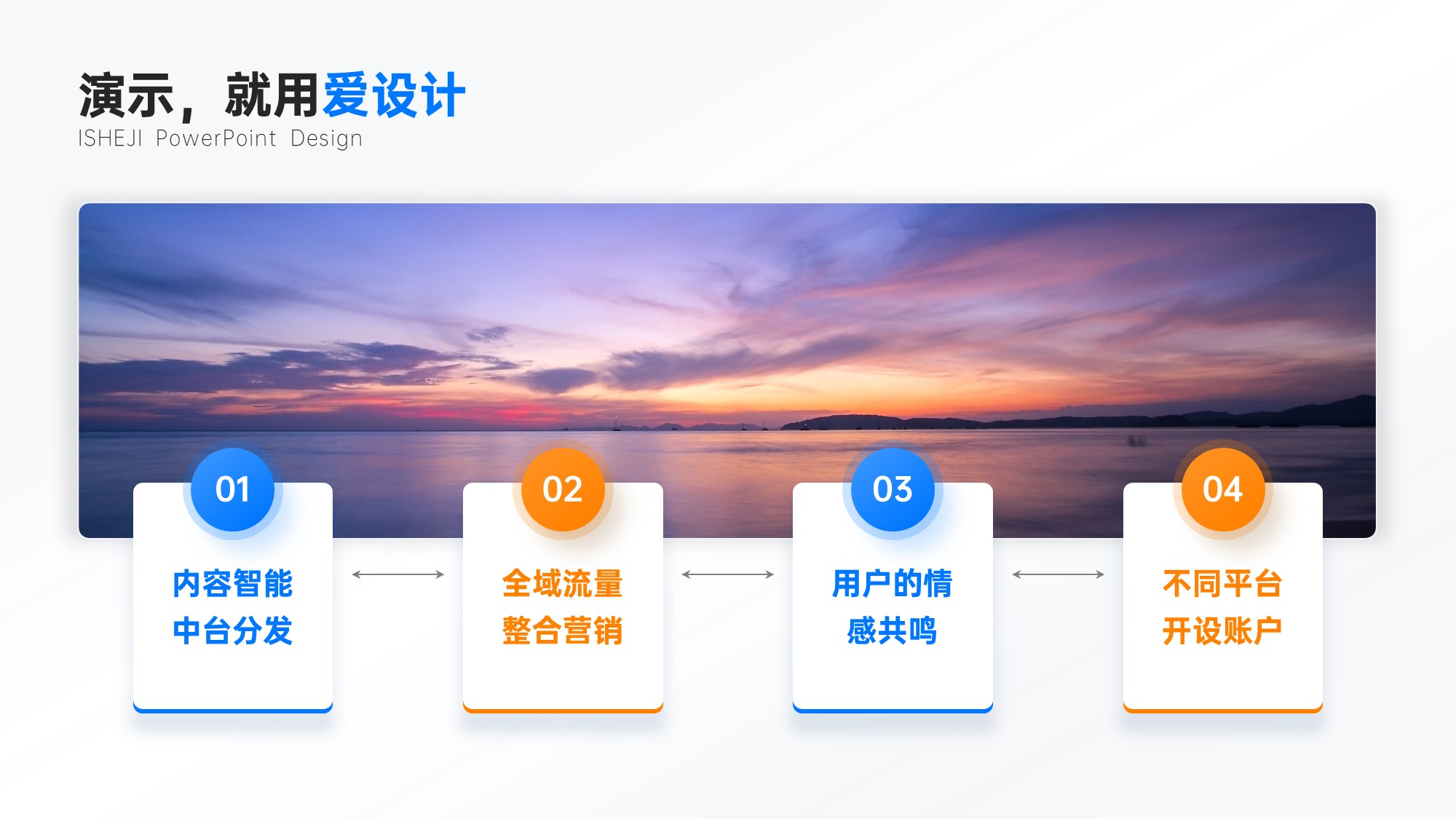 流程关系4项PPT内容页