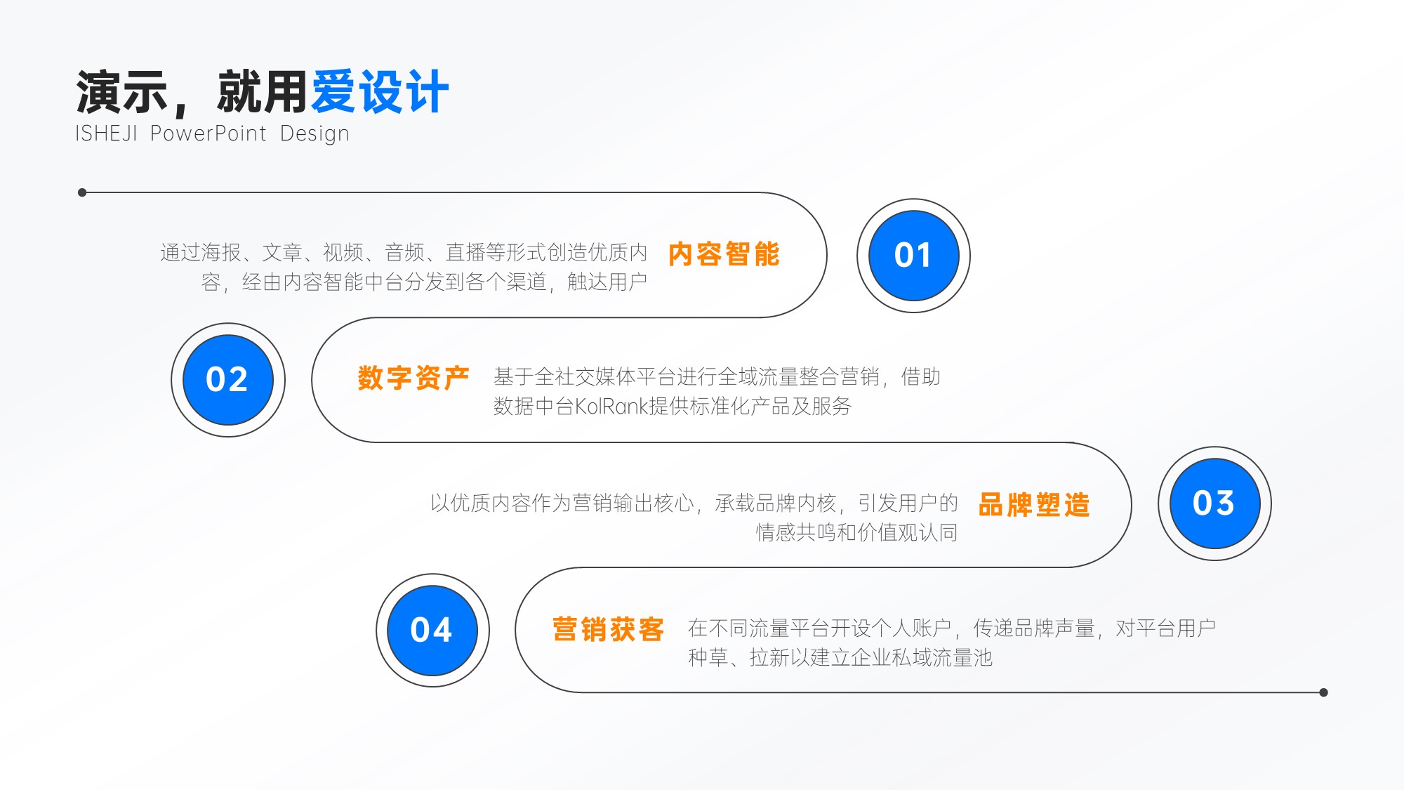 流程关系4项PPT内容页