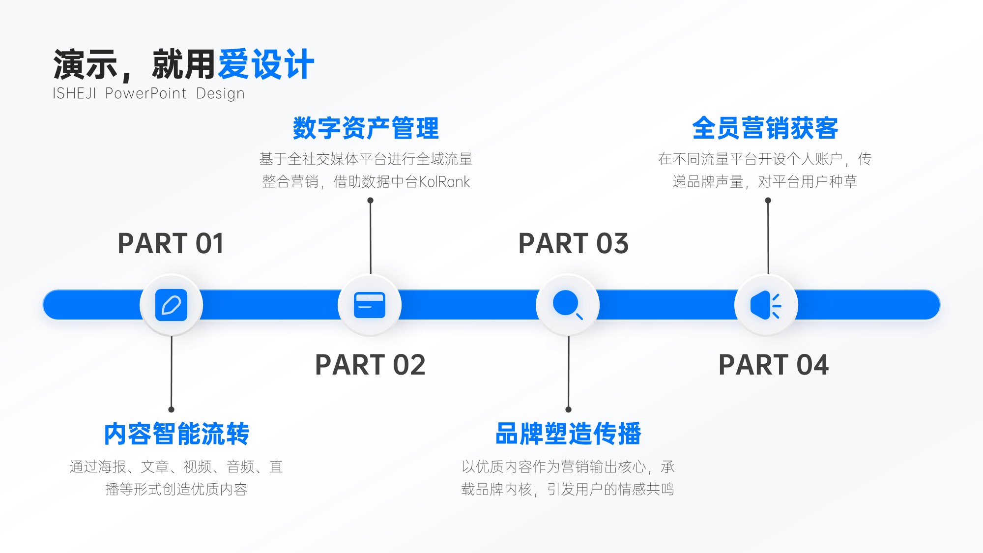 流程关系4项PPT内容页