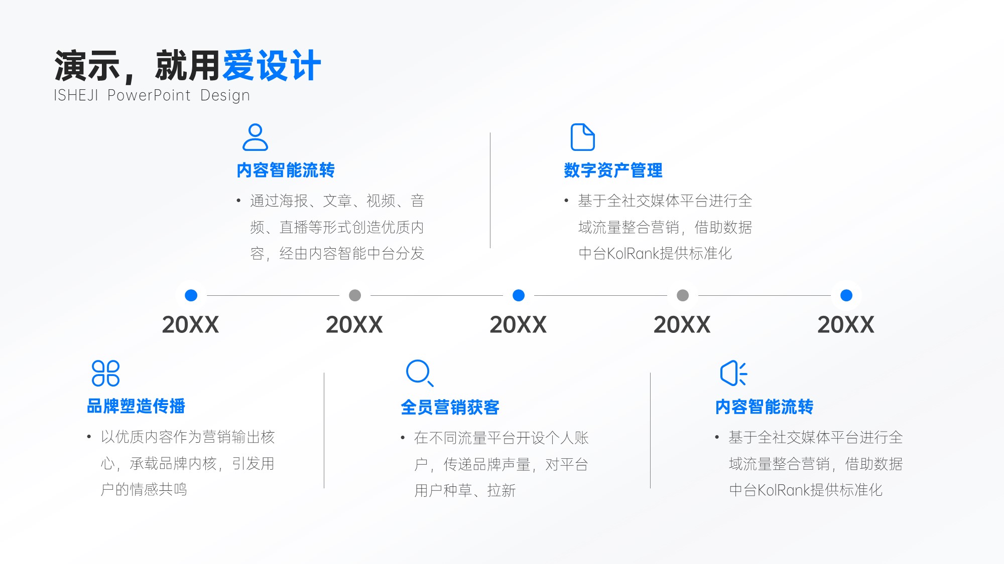 流程关系5项PPT内容页