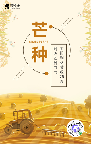 创意扁平简约芒种手机海报