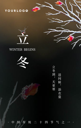 简约扁平立冬节气手机海报