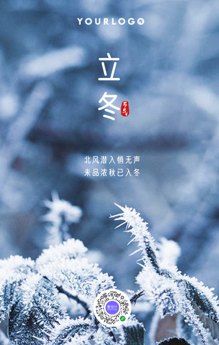 简约扁平二十四节气之立冬手机海报
