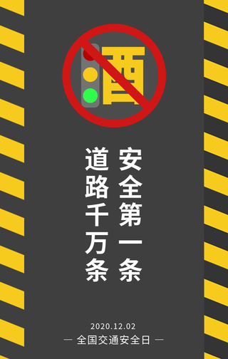 简约扁平交通安全日手机海报