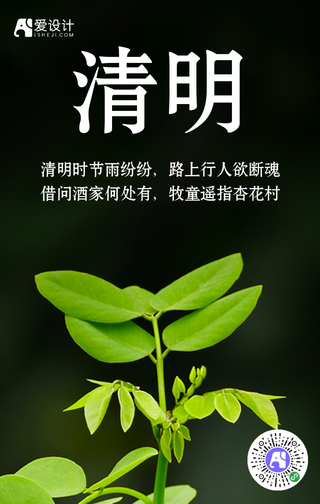 简约清新清明节手机海报