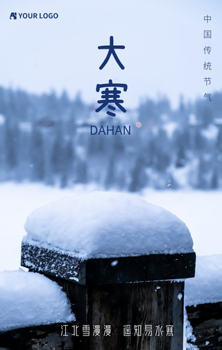 传统二十四节气大寒手机海报