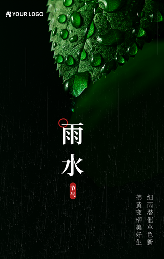 二十四节气雨水手机海报
