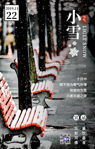 创意时尚文艺二十四节气之小雪手机海报