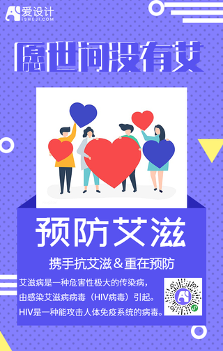 创意大气预防艾滋病手机海报