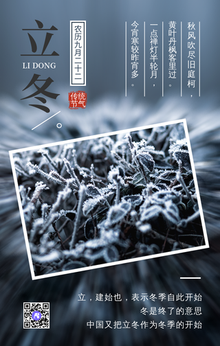 创意时尚二十四节气之立冬手机海报
