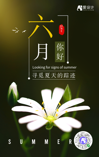 绿色简约春天你好手机海报