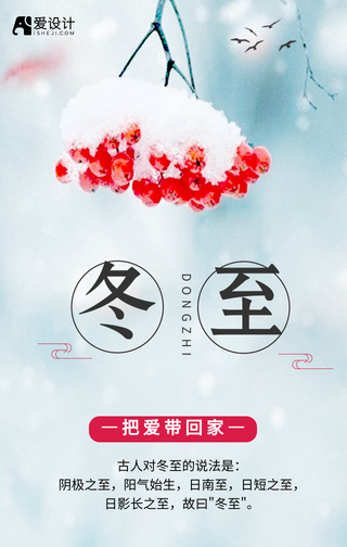 白色简约冬至节气手机海报