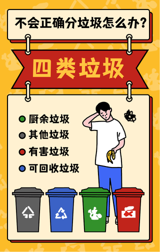 扁平正确垃圾分类手机海报