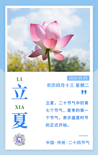 简约文艺二十四节气立夏手机海报