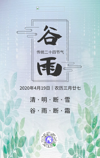 简约谷雨手机海报