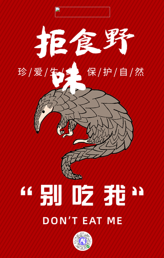 简约拒食野味公益海报手机海报