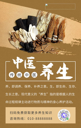 简约中医养生手机海报