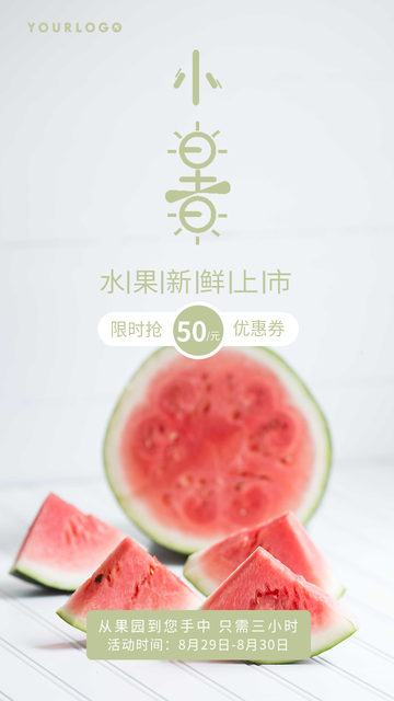 文艺清新小暑生鲜水果电商海报