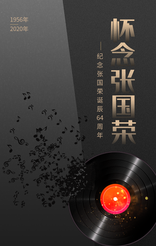 简约大气怀念张国荣诞辰手机海报