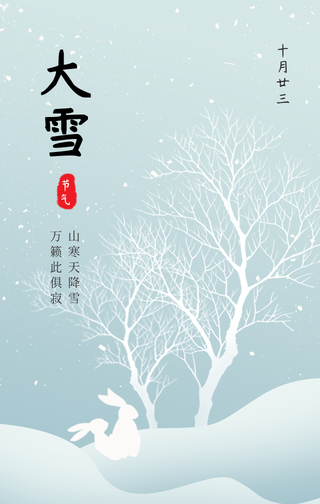 创意趣味传统节气大雪手机海报