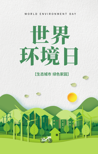 创意趣味世界环境日公益宣传手机海报
