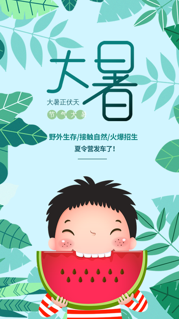 创意趣味传统节气大暑促销活动电商海报