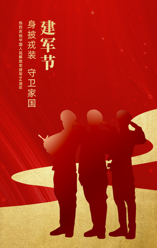 创意趣味热点节日八一建军节手机海报