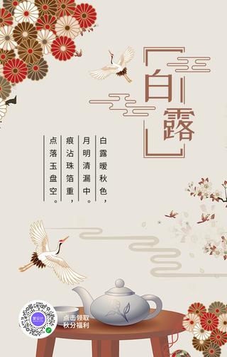 创意趣味传统节气白露手机海报