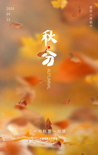 文艺清新传统节气秋分手机海报