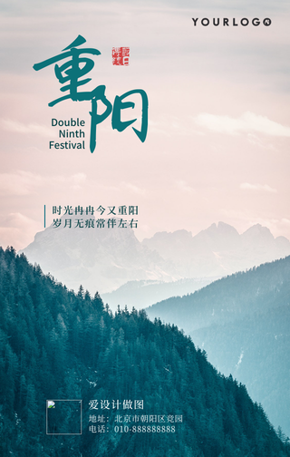 创意时尚趣味文艺二十四节气重阳节手机海报