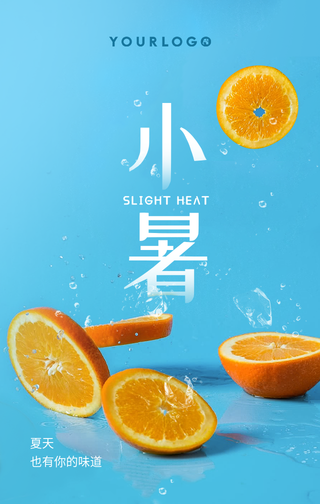 简约文艺清新小暑节气手机海报