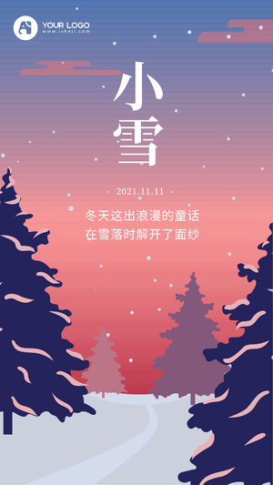 小雪简约 插画手机海报