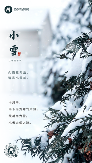 创意文艺小清新二十四节气之小雪手机海报