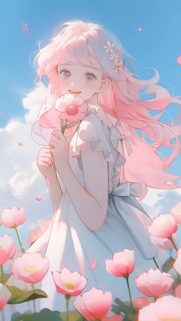 粉色系少女手机壁纸