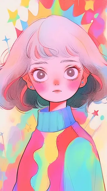 炫彩唯美女孩手机壁纸