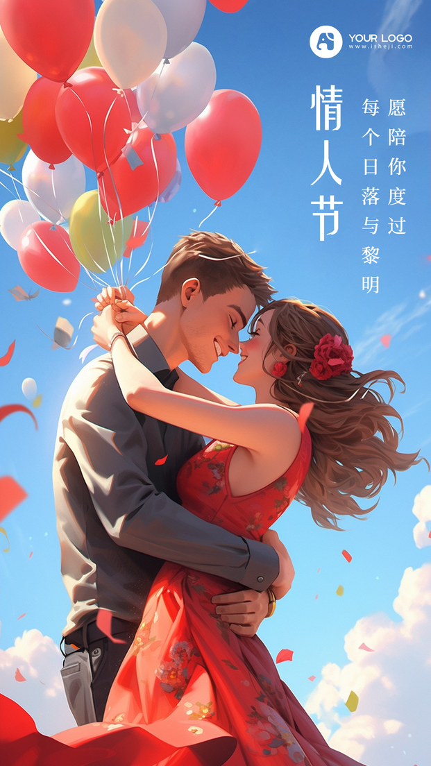 情人节插画海报