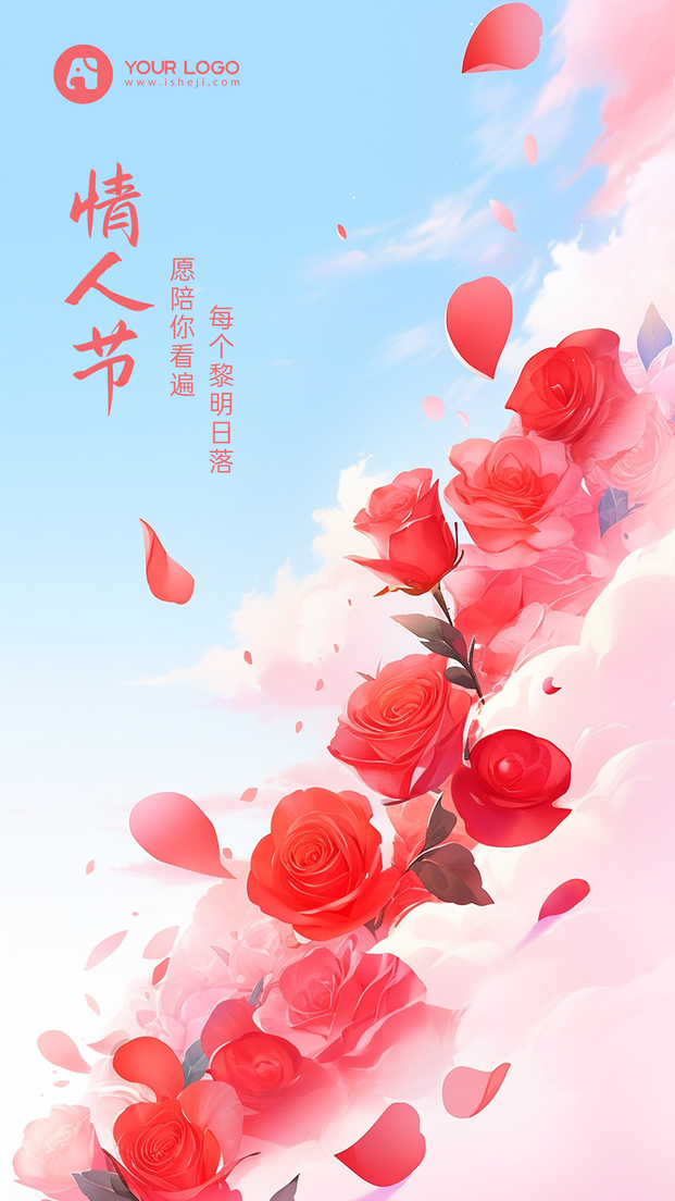 情人节插画海报