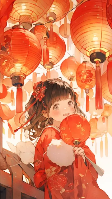 新年喜庆插画手机壁纸