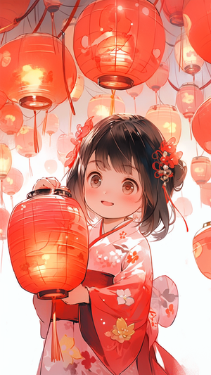 新年喜庆插画手机壁纸