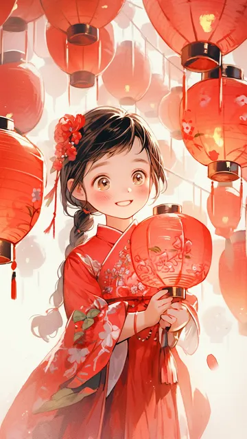 新年喜庆插画手机壁纸