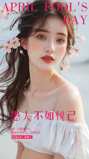 愚人节美容美肤宣传手机海报